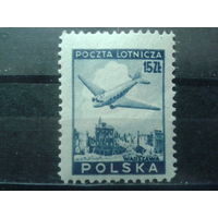 Польша 1946 Самолет ДС-3 Дакота** Михель-6,0 евро