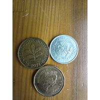 Канада 1 цент 1991, ФРГ 5 феннинг 1971 J, Польша 10 грошей 1972-19