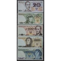 Набор банкнот Польши - 20,50,100,500,1000 злотых