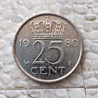 25 центов 1980 года Нидерланды. Королева Юлиана.