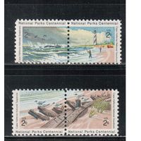 США-1972, (Мих.1062-1065) , **  , Нац. пари, Маяк, Птицы, Рыбаки (полная серия)