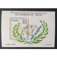 Польша 1987 блок Olymphilex 87 фехтование