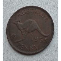 Австралия 1 пенни, 1955 - точка, Перта 5-14-3