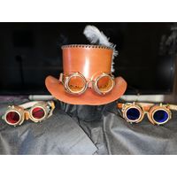 Шляпа, цилиндр ручной работы из натуральной кожи в стиле steampunk!!!