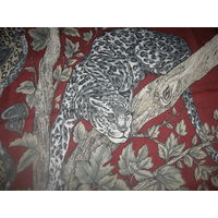 Лот 087 Шейный платок с ягуаром натуральный шёлк размер  80 х 80 см