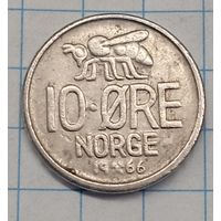 Норвегия 10 эре 1966г. km411