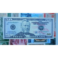 50 долларов США, 2009 г. со звездой (звёздная), Серия JА 00494607*