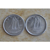 Канада 10 центов 2007,2013