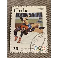 Куба 1983. Олимпиада Лос Анджелес-84. Борьба. Марка из серии