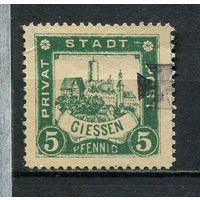 Германия - Гисен - Местные марки - 1888 - Замок 5Pf с надпечаткой креста - [Mi.28] - 1 марка. Чистая без клея.  (Лот 90CQ)