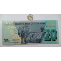 Werty71 Зимбабве 20 долларов 2020 UNC банкнота