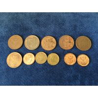 ЮАР /Южная Африка/, 5 и 10 центов, надписи на всех языках страны, 100% полный набор надписей одним лотом