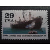 США 1991 чайка, корабль, марка из блока