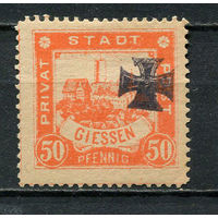 Германия - Гисен - Местные марки - 1888 - Замок 50Pf с надпечаткой креста - [Mi.34] - 1 марка. MH.  (Лот 96CQ)