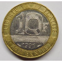 Франция 10 франков 1991 г