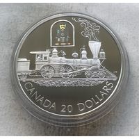 Канада 20 долларов 2000 - Транспорт - локомотив Toronto - унция серебра 0,925 - совсем нечастая! - с1 руб. и без минималки!