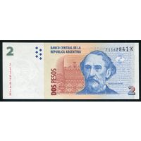 Аргентина 2 песо 2002 г. P352(6). Серия K. UNC