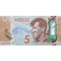 Новая Зеландия 5 долларов образца 2015 года UNC p191