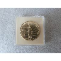 Настольная памятная медаль "В память тысячелетия крещения Руси." СССР, 1988 год, диаметр 41 мм, алюминий.