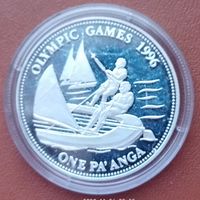 Серебро 0,925! Тонга 1 паанга, 1992 XXVI летние Олимпийские Игры, Атланта 1996 - Парусный спорт