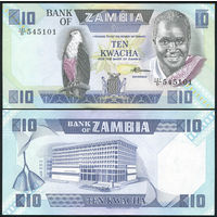 Замбия 10 квача образца 1980-1988 года UNC p26e