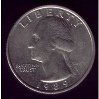 25 центов 1989 год США Р