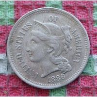США 3 (III) цента 1886 года. Новогодняя распродажа!