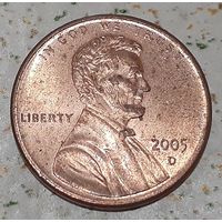 США 1 цент, 2005 Lincoln Cent Отметка монетного двора: "D" - Денвер (4-10-30)