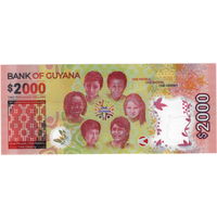 Гайана, 2000 долларов, 2021 г., юбилейные, полимер, UNC
