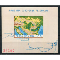 Румыния - 1977г. - Плавание на кораблях по Дунаю. Карта - полная серия, MNH [Mi bl. 147] - 1 блок