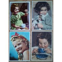 Четыре открытки. Девочки. Германия. 1950-е. Цена за 1.