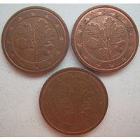 Германия 2 евроцента 2005 г. (A) (D) (F) (G) (J). Цена за 1 шт.