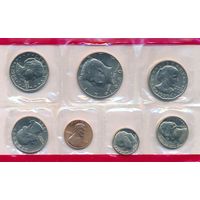 Годовой набор монет США 1980 г. с двумя долларами Сьюзен Б. Энтони двор D+S (1; 5; 10; 25; 50 центов +2 шт.  1 доллар Сьюзен Б. Энтони) _UNC