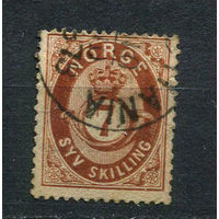 Норвегия - 1872/1875 - Цифры 7Sk - [Mi.21] - 1 марка. Гашеная.  (Лот 42EC)-T5P5