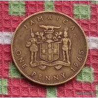 Колония Ямайка 1 пенни 1965 года. Елизавета II.