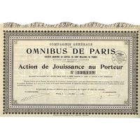 Omnibus de Paris, свидетельство акционера на предъявителя, 1937 г., Париж